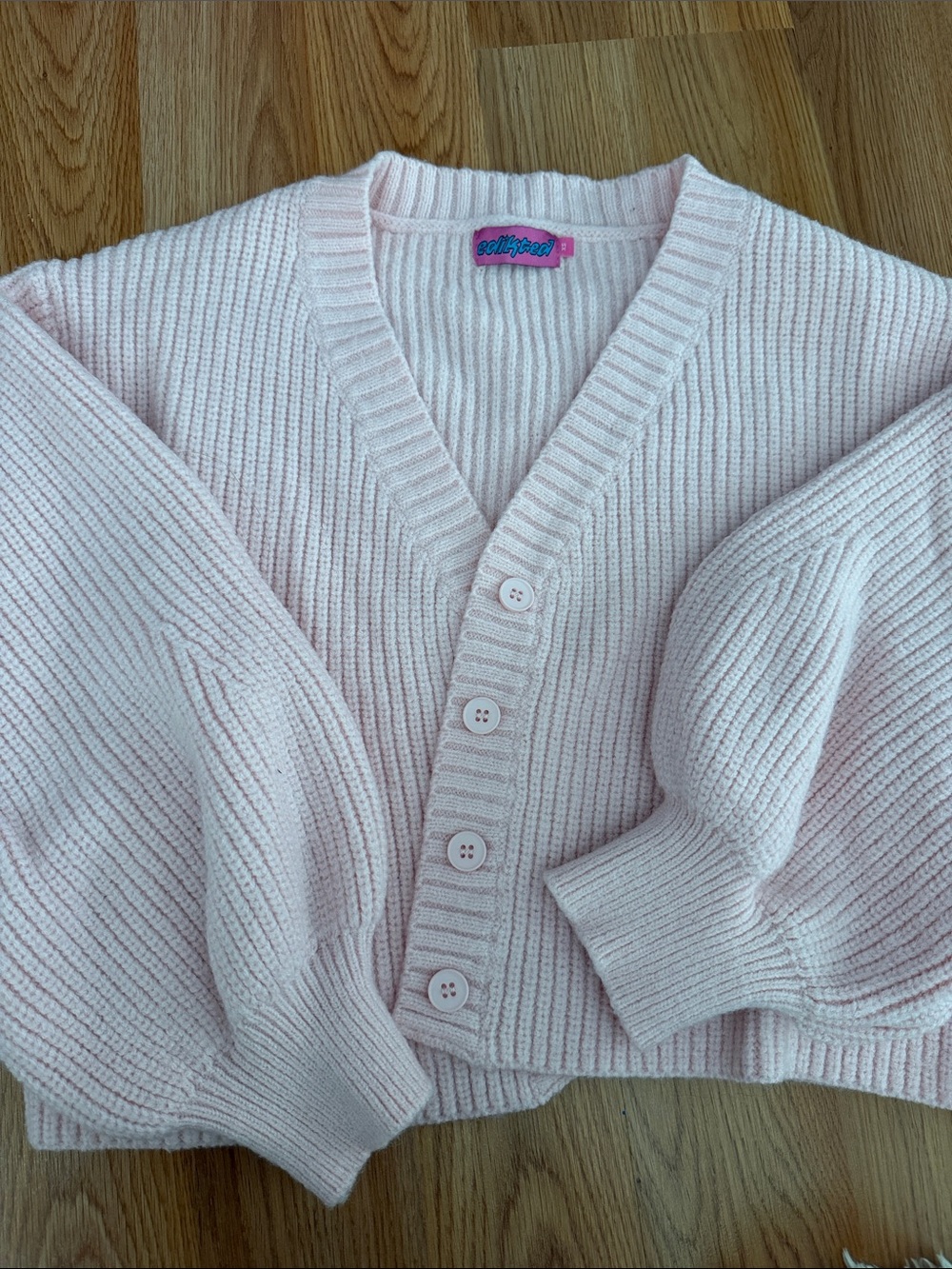 Edikted Soft Ribbed Pink V-Neck Button Cardigan Sweater